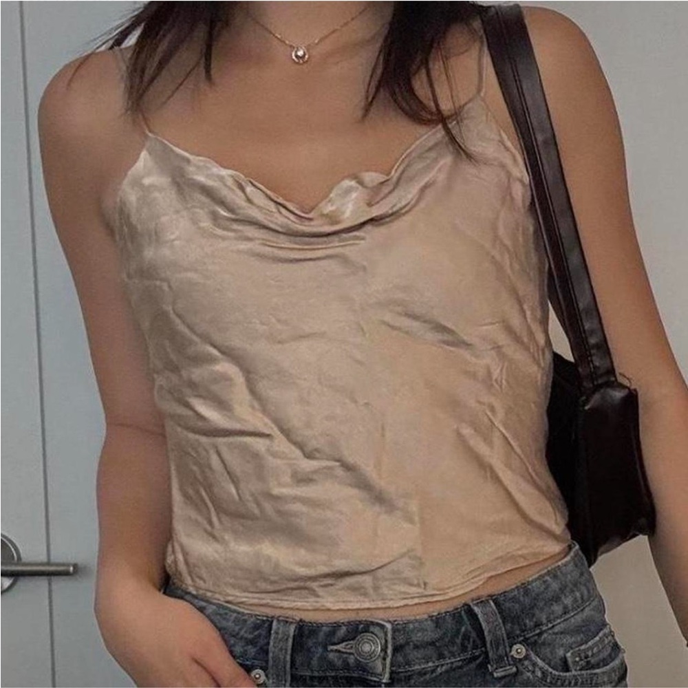 Zara Beige Satin Camisole Top